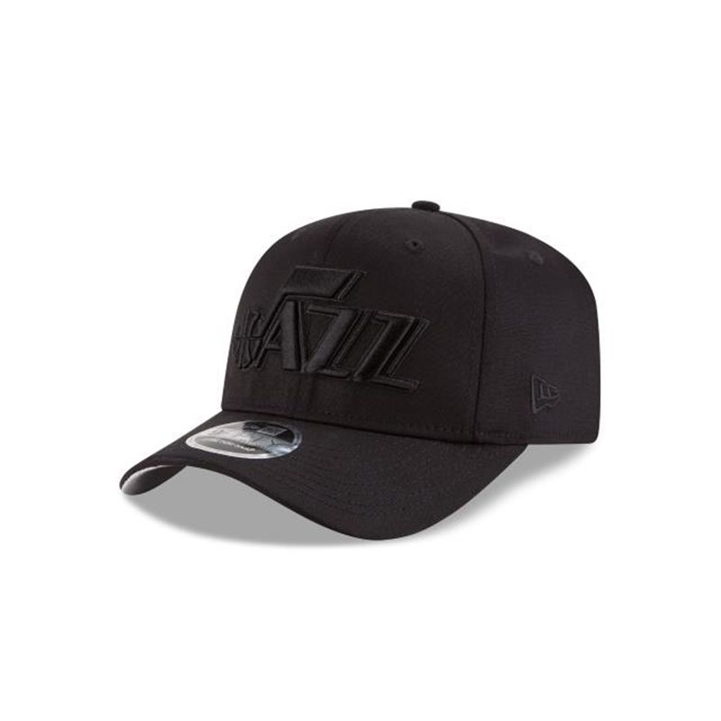 NBA Utah Jazz Black On Black Stretch Snap 9Fifty Snapback (WUB0666) - Black New Era Caps